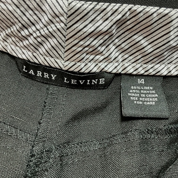 LARRY LEVINE Linen Rayon Blend Wide Leg Cuffed Capris Cropped Trousers Sz 14 - Picture 4 of 9